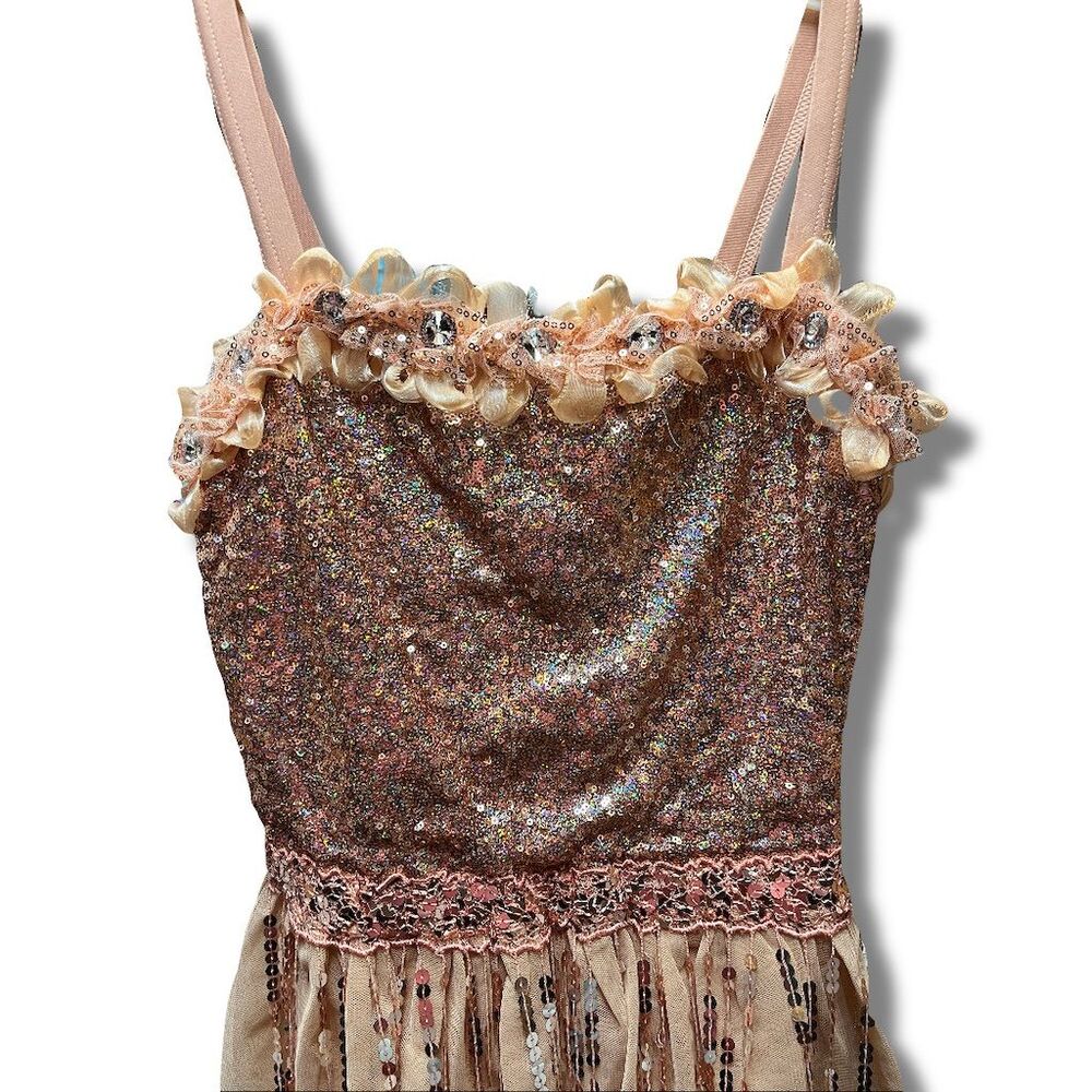 Weismann Sequin Fringe Dress Sparkly Tassel Bodysuit for Dance Performance M - Picture 3 of 9